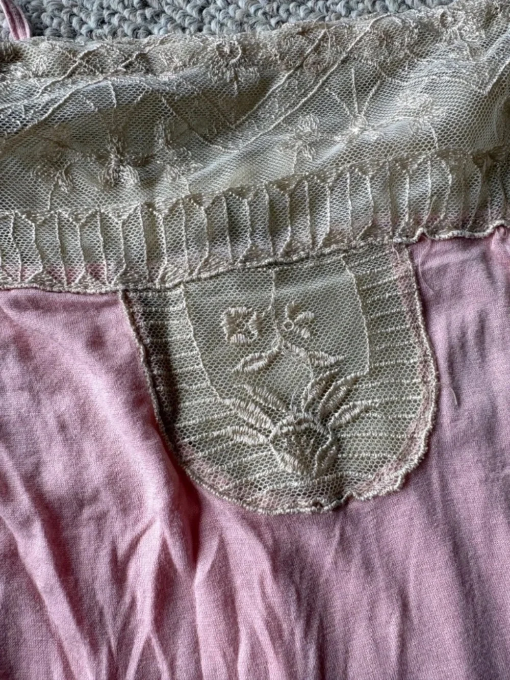 Vintage Ralph Lauren Pink Lace Sleep Tunic Chemise Coquette Cottagecore L Glam